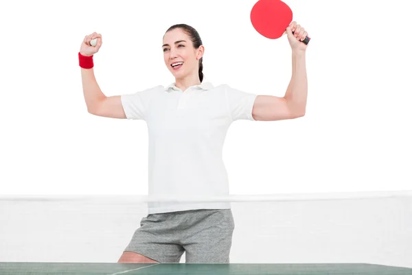 Atleta femenina jugando ping pong —  Fotos de Stock