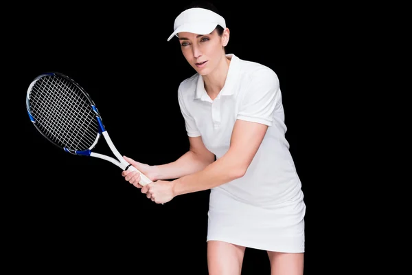 Athlète féminine jouant au tennis — Photo