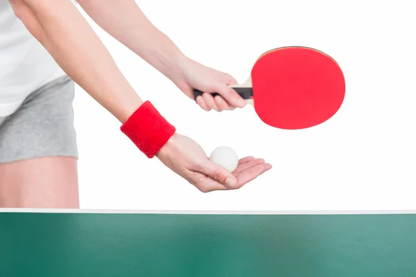 Atleta femenina jugando ping pong — Foto de Stock