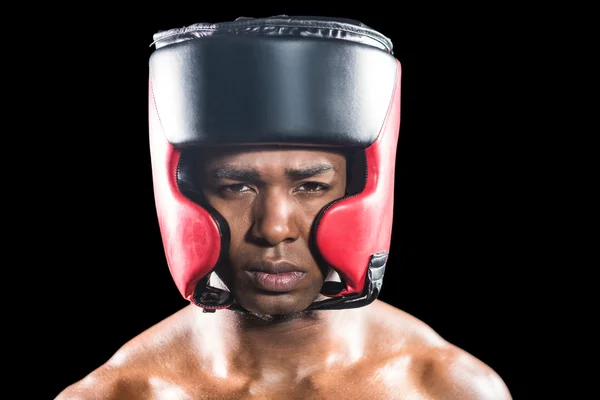 Portrait of boxer with helmet — Stock Photo, Image