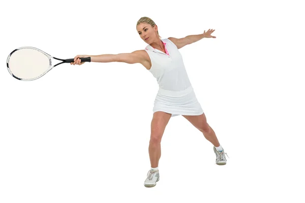 Atleta jugando al tenis con una raqueta — Foto de Stock