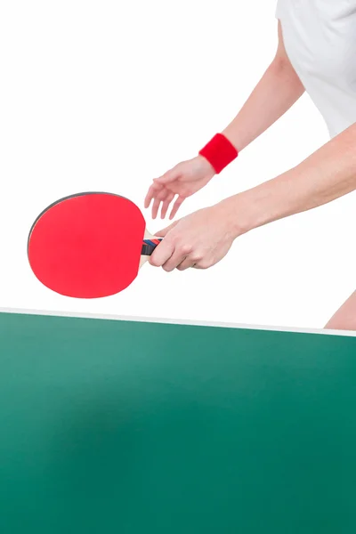 Női sportoló játék ping-pong — Stock Fotó