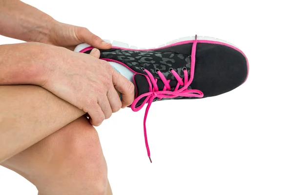 Athlete wearing trainer shoes — Stock Photo, Image