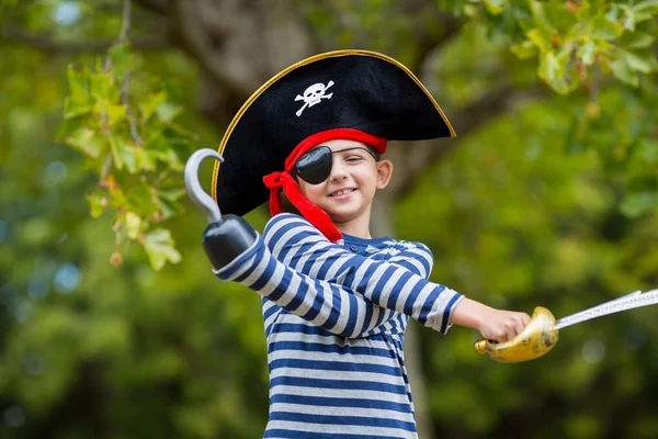 Boy pretending to be a pirate Stock Photo