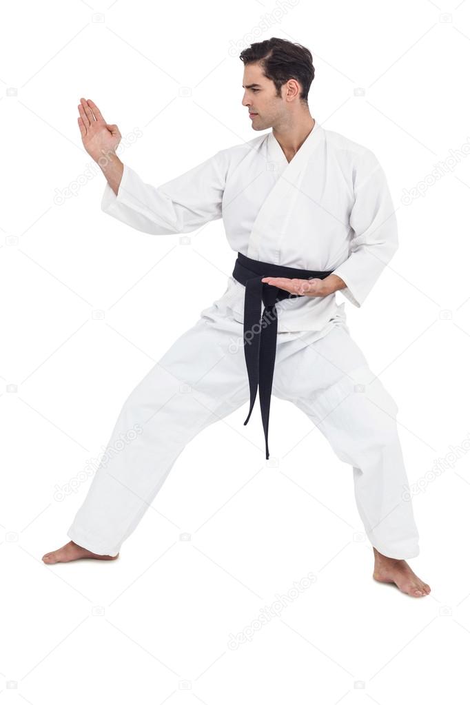 Fighter performing karate stance — Stock Photo © Wavebreakmedia #112932644