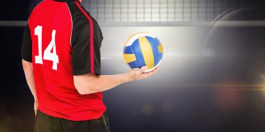 sportsman holding volleyball clipart