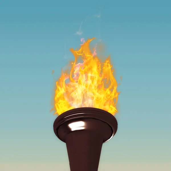 Olympic fire against blue sky — Stock Photo, Image