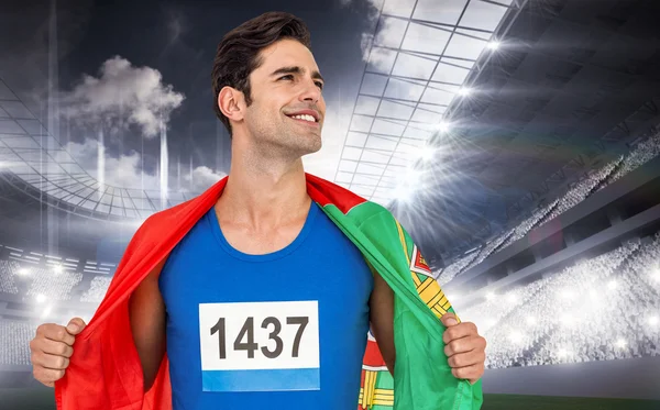 Atleet met portugal vlag verpakt — Stockfoto