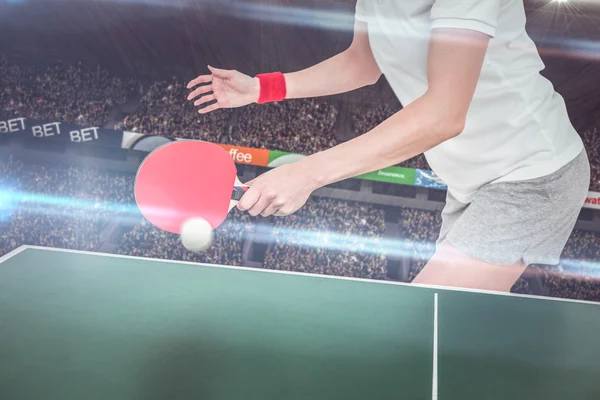 Női sportoló játék ping-pong — Stock Fotó