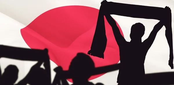 Silhouettes of football supporters — Stock Photo, Image