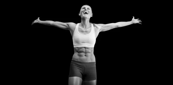 Mujer en forma celebrando la victoria — Foto de Stock