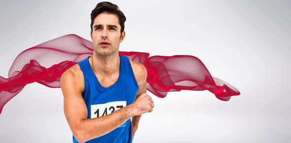 Atleta masculino correndo em fundo branco — Fotografia de Stock