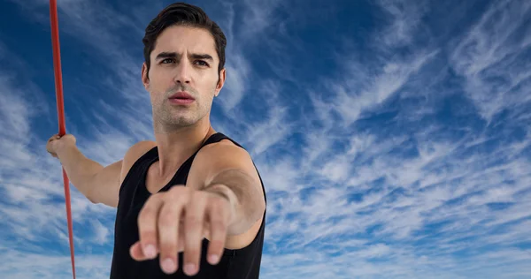 Athlete preparing to throw javelin — Stock Photo, Image