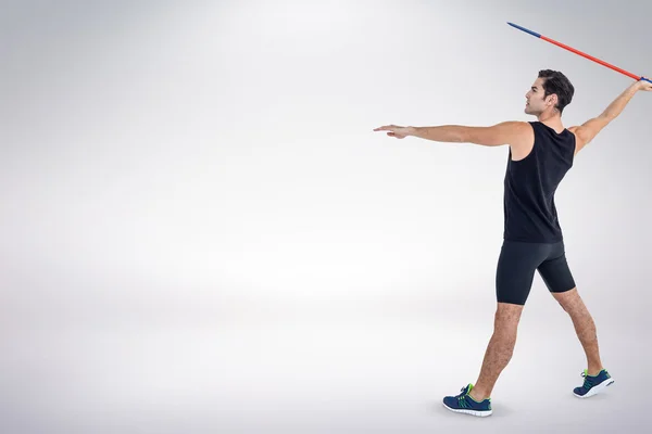 Atleet voorbereiding te gooien Javelin — Stockfoto