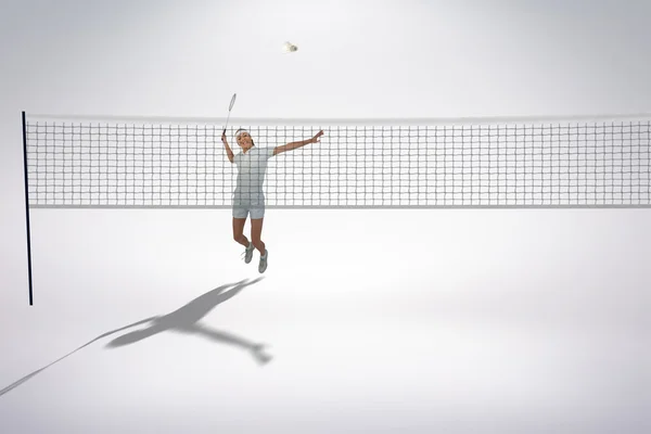 羽毛球运动员打羽毛球 — 图库照片