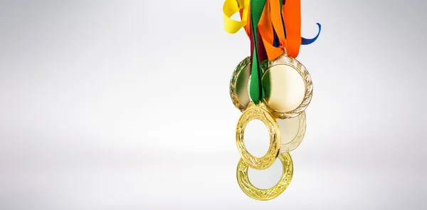 Pile of gold medals after victory — Stock Photo, Image