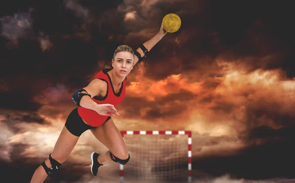 Sportler beim Handballwerfen — Stockfoto