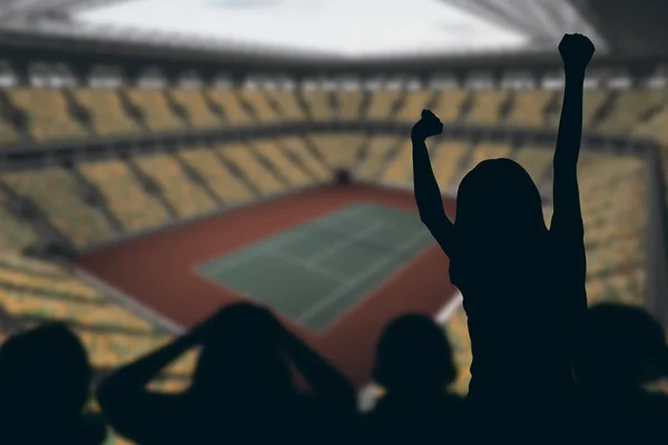 Silhouette dei tifosi di calcio — Foto Stock