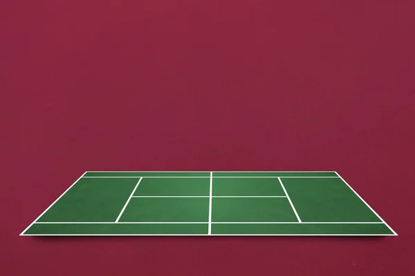 Tennisveld tegen rode achtergrond — Stockfoto