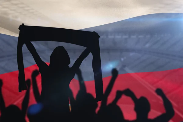 Silhouettes of football supporters — Stock Photo, Image