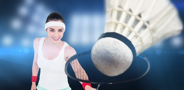 Badminton oynamaya atlet — Stok fotoğraf