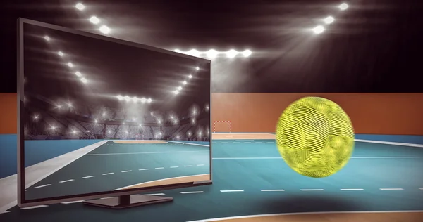 Vista de bola e tv — Fotografia de Stock