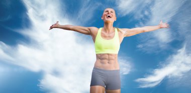 fit woman celebrating victory clipart