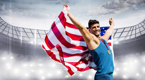 Sportsman celebrating victory — Stock Photo, Image