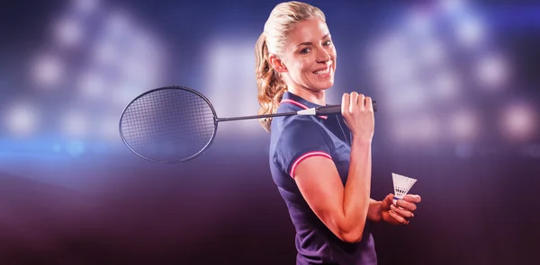 Badmintonspiller som holder racket – stockfoto