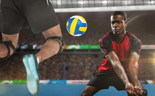 Deportistas jugando voleibol — Foto de Stock