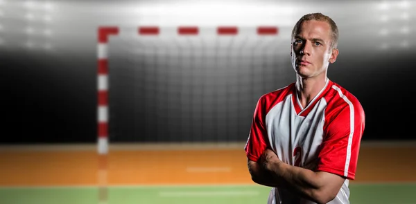 Volleyballerin mit Armkreuz — Stockfoto