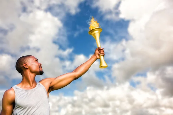 Sportler mit Pokal — Stockfoto