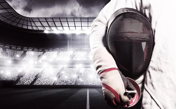 Man standing with fencing mask — Stock Photo, Image