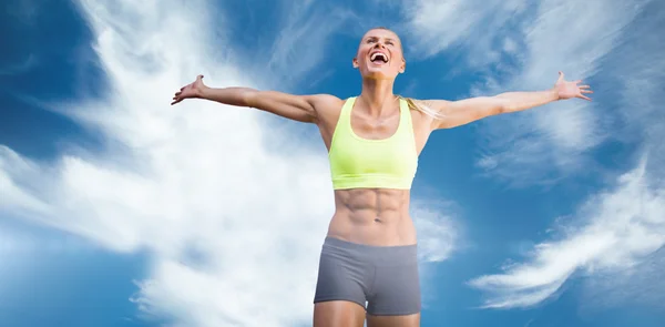 Fit woman celebrating victory — Stock Photo, Image