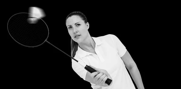 Hráčka hrající badminton — Stock fotografie