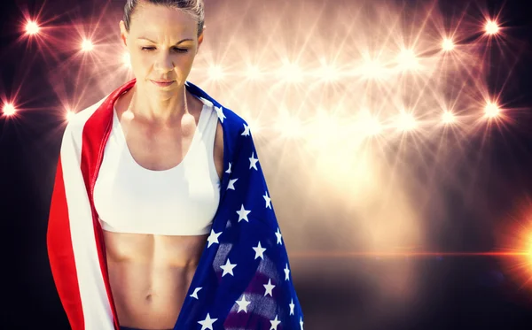 Amerikansk idrottskvinna bister — Stockfoto