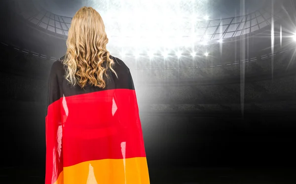 Athlete with german flag wrapped — Stock Photo, Image