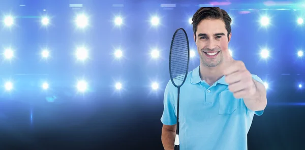 Badmintonspieler zeigt Daumen hoch — Stockfoto