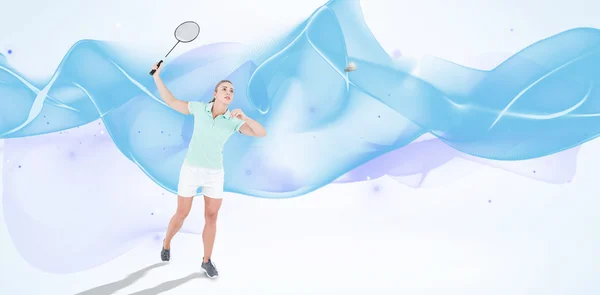 Desportista jogar badminton — Fotografia de Stock