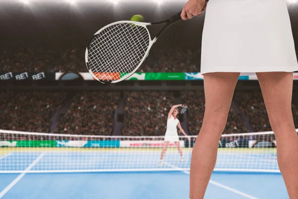 Sammensatt bilde av idrettsutøvere som spiller tennis – stockfoto
