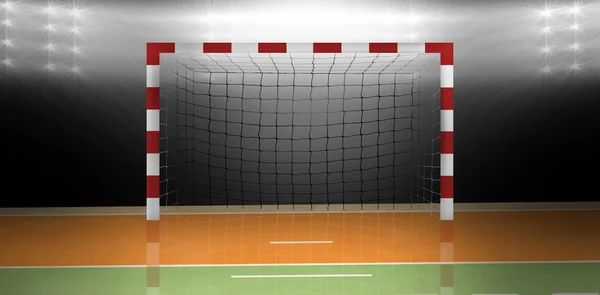 Handball goal in sports hall — Stock Photo, Image