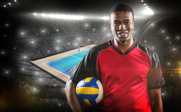 Sporcu holding Voleybol — Stok fotoğraf