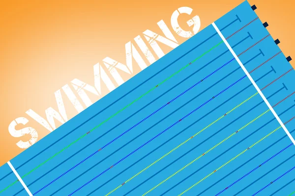 Mensagem de natação escrita em branco — Fotografia de Stock
