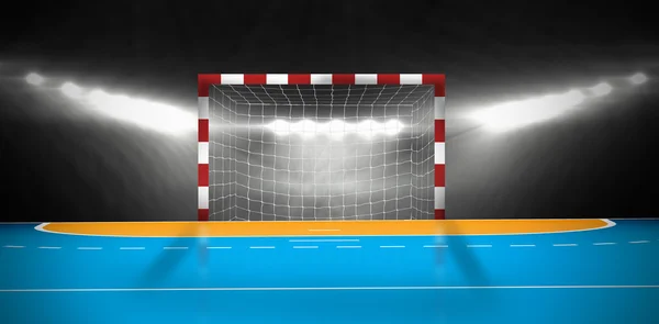 Handball goal in sports hall — Stock Photo, Image