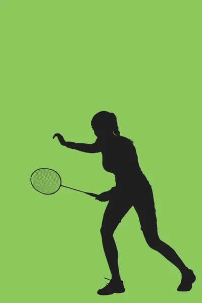 Athlète féminine jouant au badminton — Photo