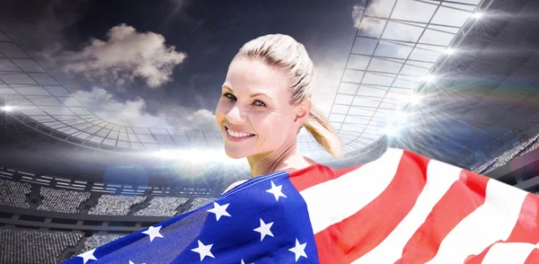 Girl holding american flag — Stock Photo, Image