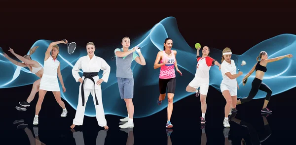 Women showing types of sport activity — Stock Photo, Image