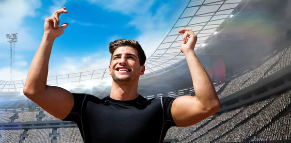 Sportler gegen Sicht auf Stadion — Stockfoto