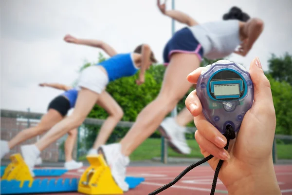 Frau mit Stoppuhr — Stockfoto