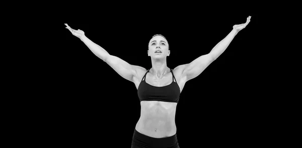 Atleta femenina levantando brazos — Foto de Stock